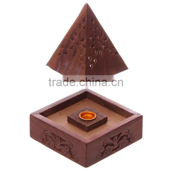 Wooden Incense Cone Holder Burning Box Pyramid Incense Burner NWIB007 photo-3