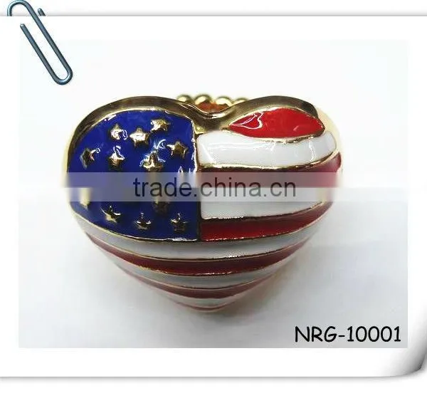 2013 Hot Epoxy Flag Stretch Fashion Ring
