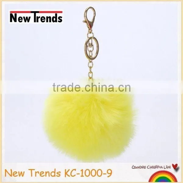 Solid Colors 12 cm Rabbit Fur Ball Key Chain photo-4