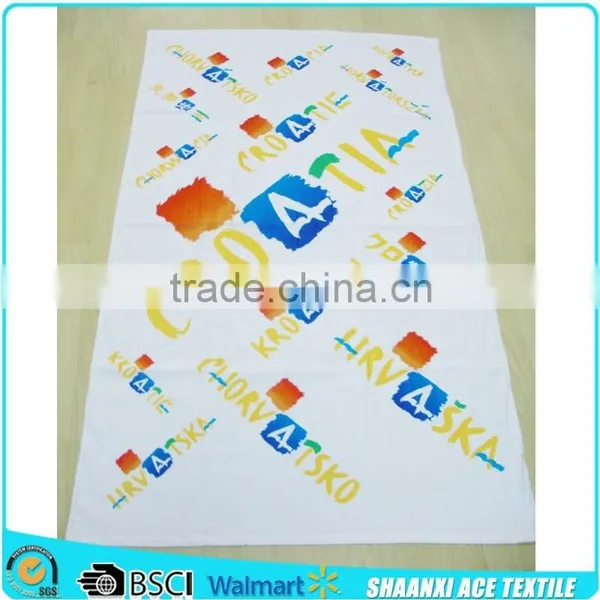2015 HOT Sell 100% Cotton Velvet Printing Letter Printing Croatia Beach Towel English Letter Promotional Towel
