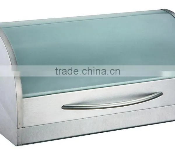 Stainless Steel Bread Box With Glass Lid photo-2