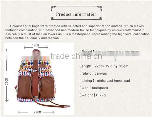 100% Factory Whole Sale Floral Fancy Ladies Canvas Backpack photo-5