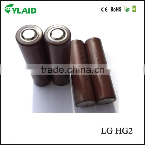 2016 Best Selling e Cigs Mod Battery Authentic lg Hg2 18650 Cr18650 Li-ion Rechargeable Battery 18650 Battery Dimensions