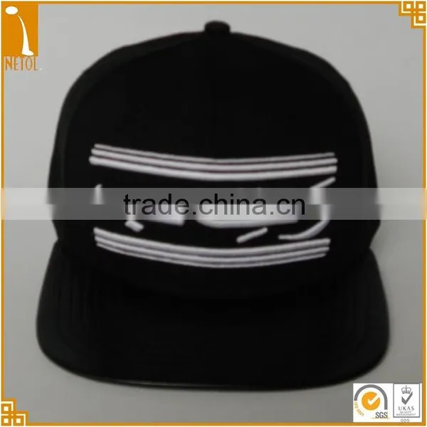 Custom Black 6 Panel Unisex 100%cotton 3D Embroidered Snapback Baseball Cap photo-2