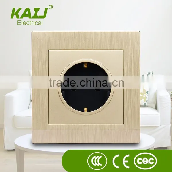 European Standard Luxury Style Gold pc Panel 2 Pole Pin Socket Outlet and Plug photo-3