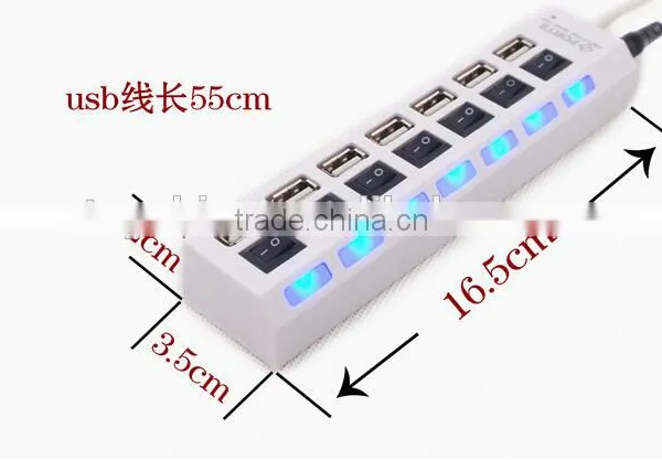 High Speed Charging Station USB 2.0 7-Port Hub Adapter With Individual Power Switches and LEDs photo-4