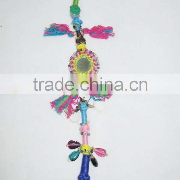 Vintage Banjara Decorative Mirror Long Key Chain/Indian Banjara Tassels/zip Puller Banjara Tassel Lot