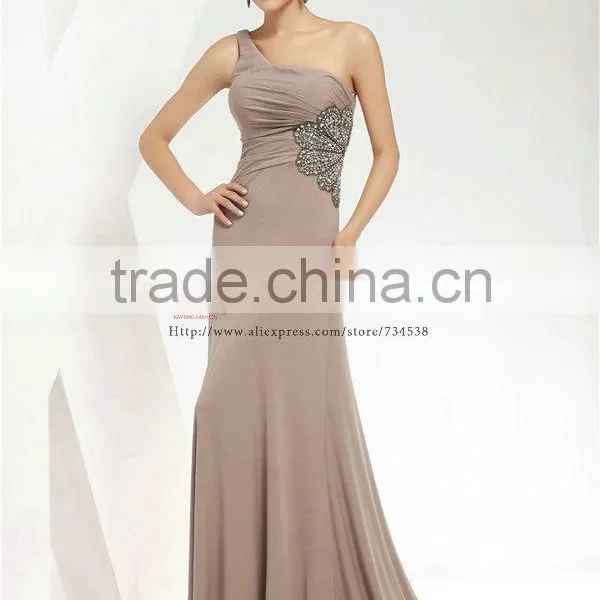One Shoulder Embroidered Spandex Cotton Maxi Nice Party Dress photo-2