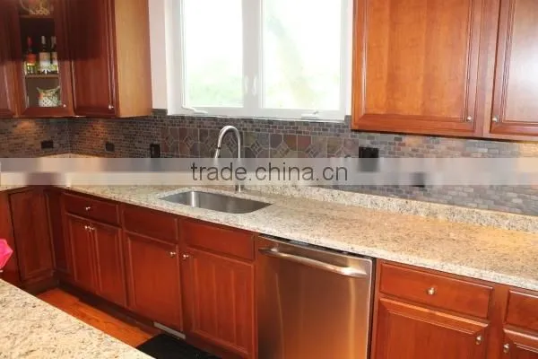 GRANITE COUNTERTOP WITH STAINLESS STEEL KITCHEN SINK, COLOR NEW VENETIAN