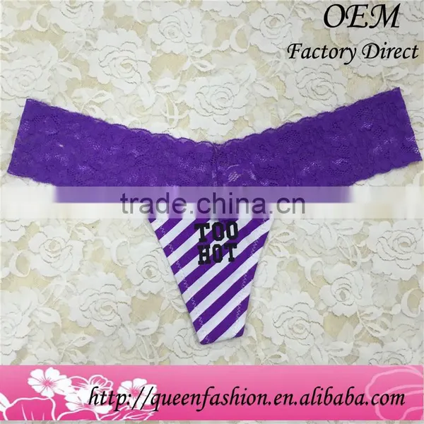 High Quality Regular Ladies Style Plain Cotton Crossover Lace Women Thong For Females