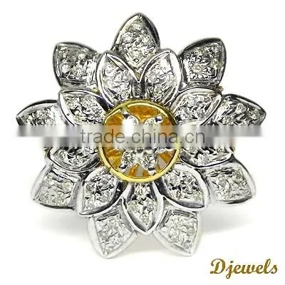 Latest Desinger Flower Ring Latest Diamond Ring 9K Gold Diamond Ring