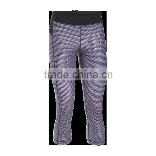 Hight Performance Dry Fit Spandex Yoga Compression Pants, Ladies 3/4 Length Capri Pants photo-3