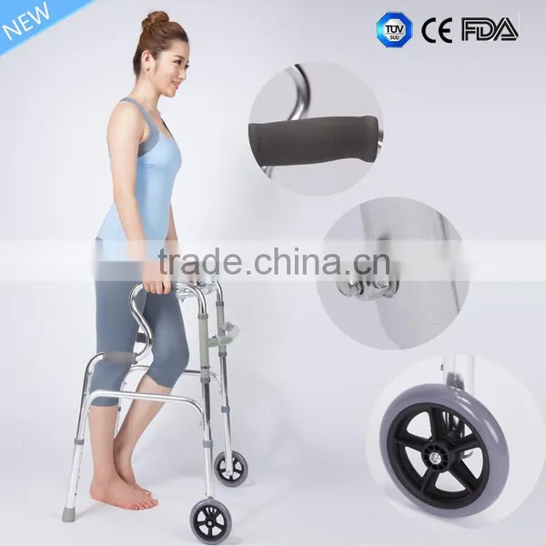 CE FDA Approved Aluminum Foldable Walking Frame Elderly Rollator Walker