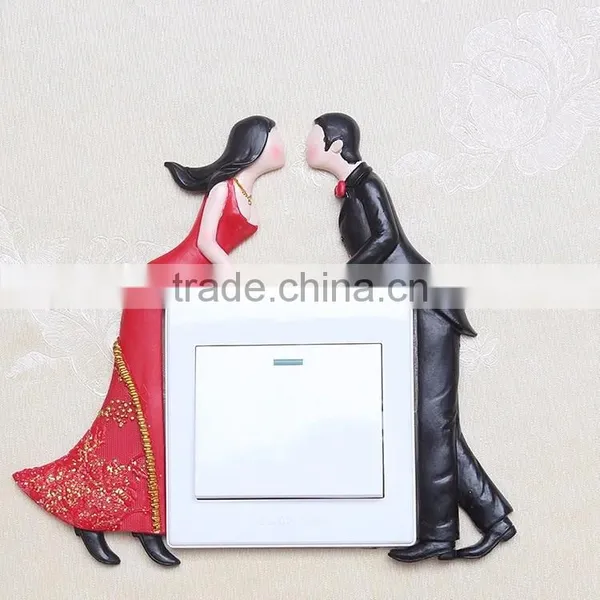 Wedding Theme Relief Wall Decor Resin Switch Sticker for Sale photo-4