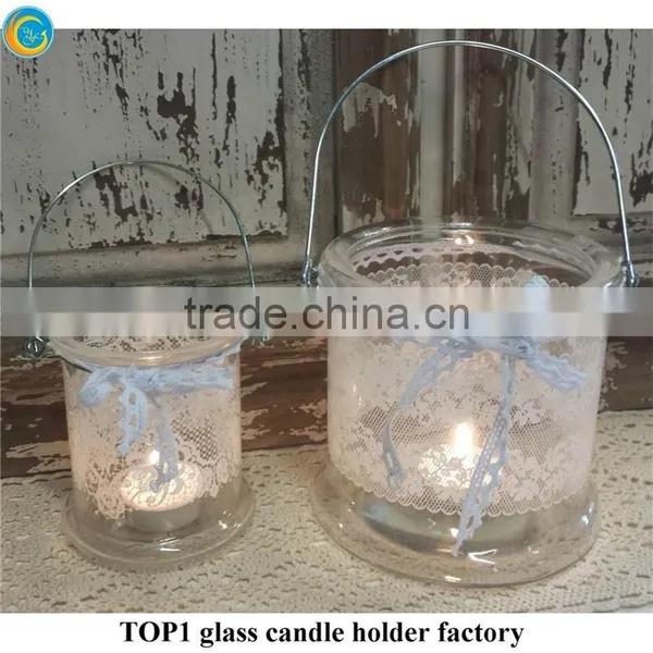 Mason Jars Lowes Glass Candle Holder With Metal Trim photo-5