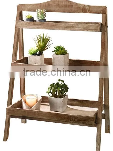 3 Shelves Foldable Wooden Plant Stand photo-2