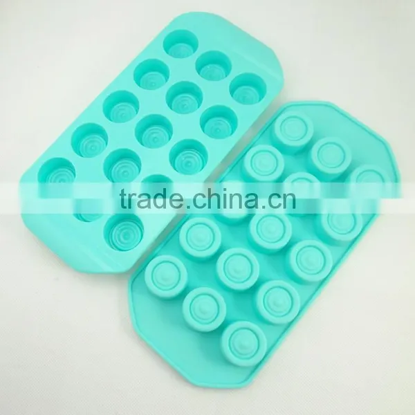 Cute 15 Cup Round Chocolate Shape Silicone Ice and Cake Use Cube Tray photo-2
