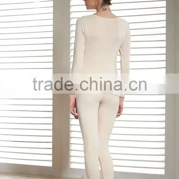 Low Collar Elastic Thermal Underwear Custom Women Sexy Warm Underwear / Lady Long Sleeve Thermal Underwear photo-2