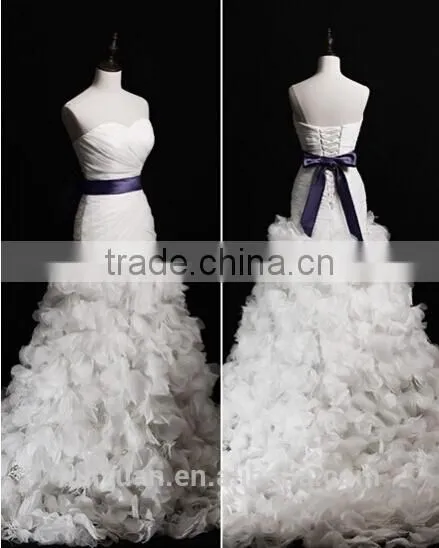 Sexy Sleeveless Ball Gown Purple Sash Designer Bridal Dress Patterns photo-2