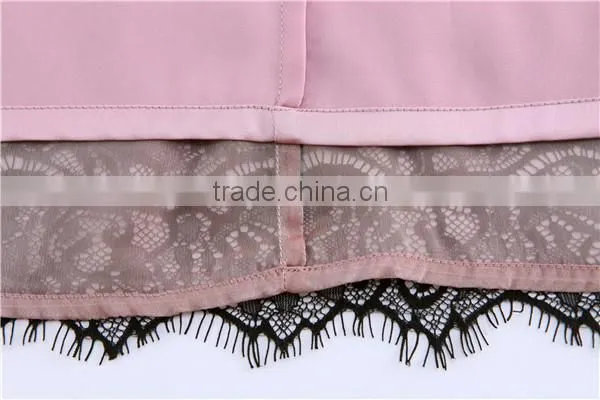 2015 Latest Half Sleeve Lace Patch Silk Light Simple Chiffon Maxi Dress photo-6