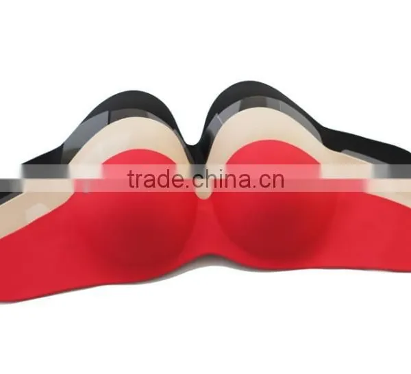 Women Sexy HOT RED Invisible Bra With Polyolefin Gel photo-2