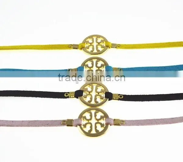 Smile Face Charms Suede Leather Bracelet Custom Logo Charm Leather Bracelet photo-2