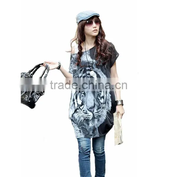 Summer Korean Style Plus Size Loose Round Neck Short Sleeve Casual Tiger Printing 3D t Shirt Wholesale photo-2