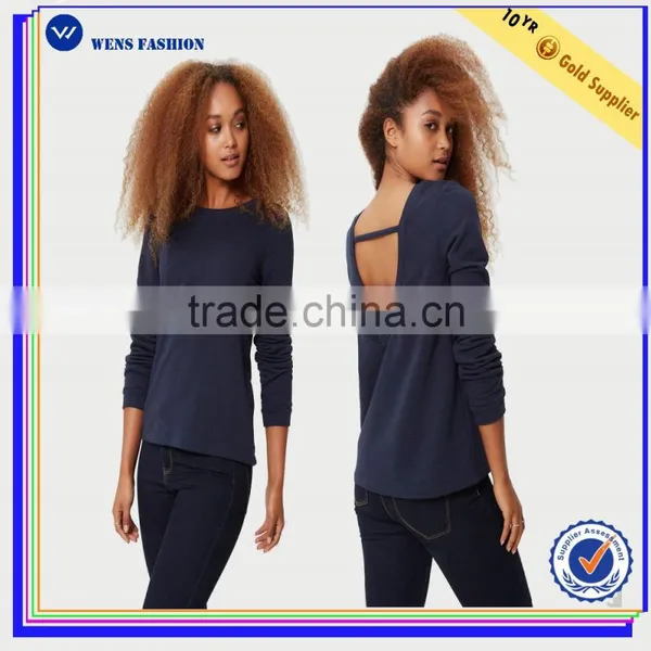 Wholesale 100% Cotton Sweatshirt Lightweight Cotton Sweatshirts Blank Backless Women Sweatshirt photo-2