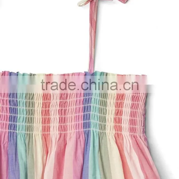 Baby Clothes 2017 Smocked Custom Baby Clothing Wholesale Summer Kids Girl Stripe Tier Smock Dress photo-3