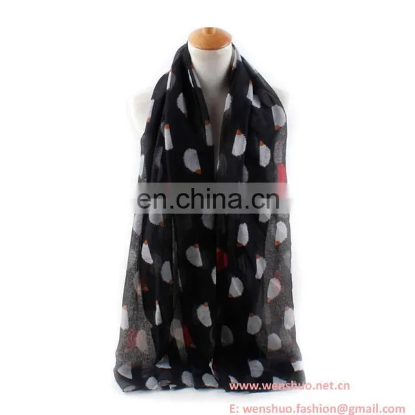 Euramerican Hedgehog Printed Sun-resistant Women Voile Scarf Wholesale photo-2