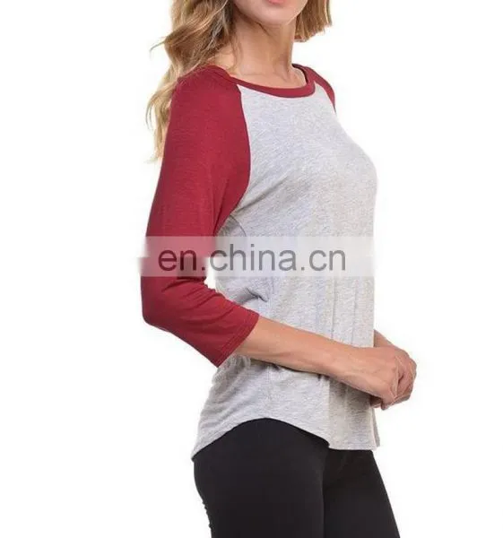 Girl New Raglan Sleeve Baseball Plain Team Sports T-Shirt photo-5