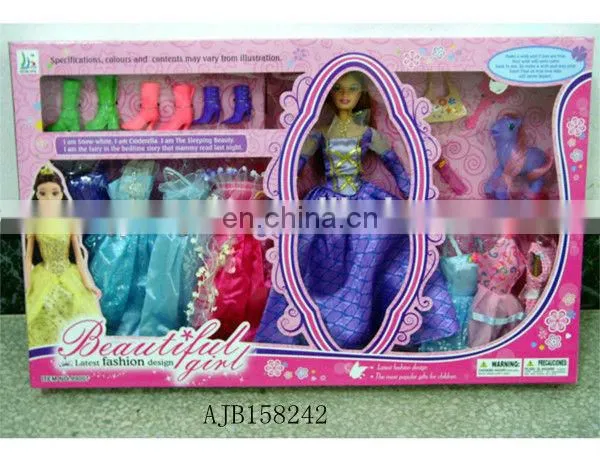 11.5 Inch 2013 Wedding Dress Little Girl Doll ModelsWith Dresses,Boots,Horse