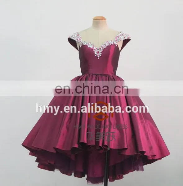 Puffy Skirt Sheer Beaded Homecoming Dress HMY-D293 Sweetheart Tea Length Taffeta Prom Dress Cocktail Dress