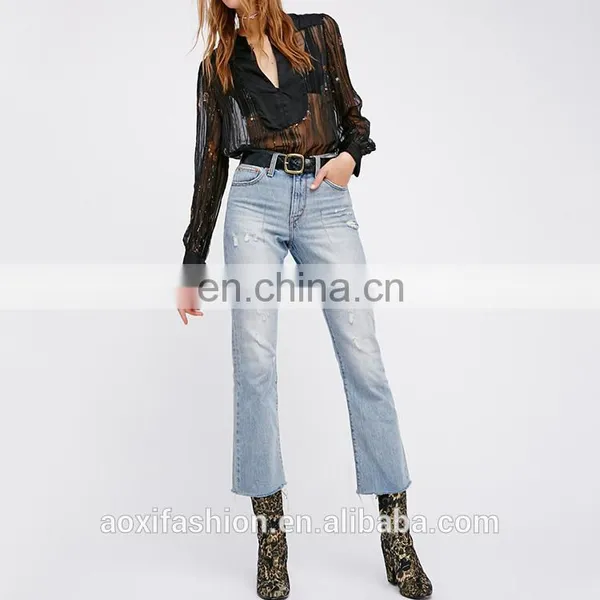 Clothing Spring Sheer Sleeves Lady Latest Fashion Blouse Design 2016 photo-5