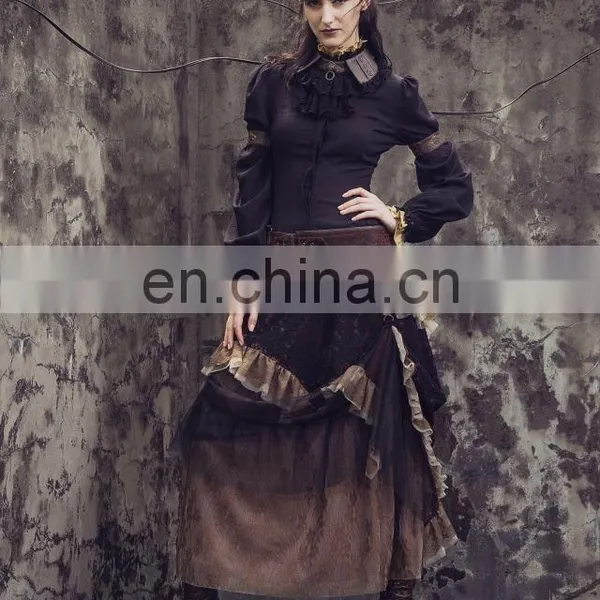 Steampunk Postapocalyptic Long Layered Skirt photo-5