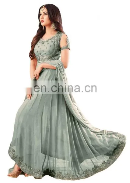 Anarkali Style Semi Stitched Party Wear Georgette Suits Dress Material 2017 photo-2