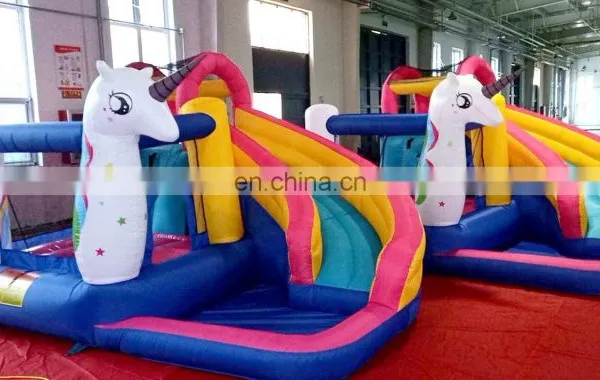 Oxford Cloth Unicorn Inflatable Bounce House With Water Pool Slide photo-3