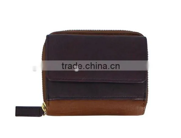 Wholesale Real Cow Leather Women Money Pouch Contrast Color Coin Holder Purse Zip Around for Women photo-2