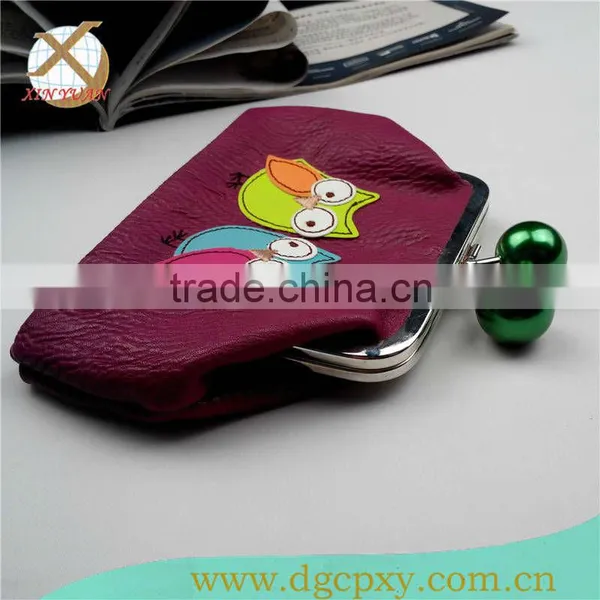 Childrens Kiss Lock Metal Clasp PU Purse