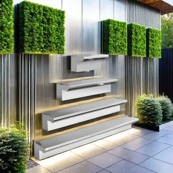 Outdoor Garden Ornament Stainless Steel 304 Waterfall Fountain Decorative Wall Water Descent for Swimming Pools photo-5