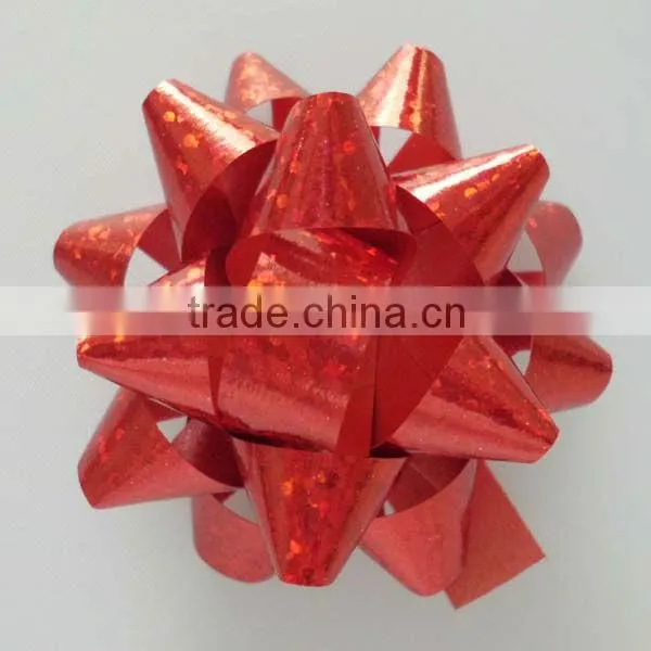 Giant Confetti Star Bow - Red, Made of High Gloss PP Ribbon in 230m Dia*25mm Wide Ribbon*30 Loops photo-4