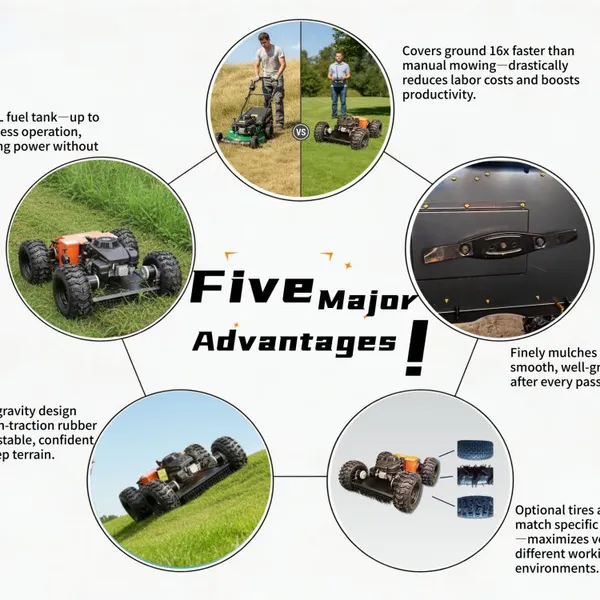 Vigorun VTW550-90 Remote Control Gasoline Lawn Mower 4WD With Nylon Cutting Cord photo-4