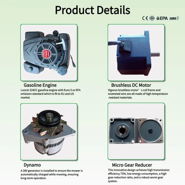 Vigorun VTC550 High Quality CE Approved Grass Cutting Machine Remote Height Adjustment 4 Stroke String Mower 35° photo-3