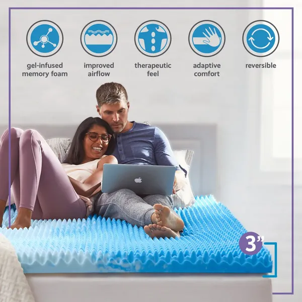 3” Reversible Egg Crate Memory Foam Mattress Topper
