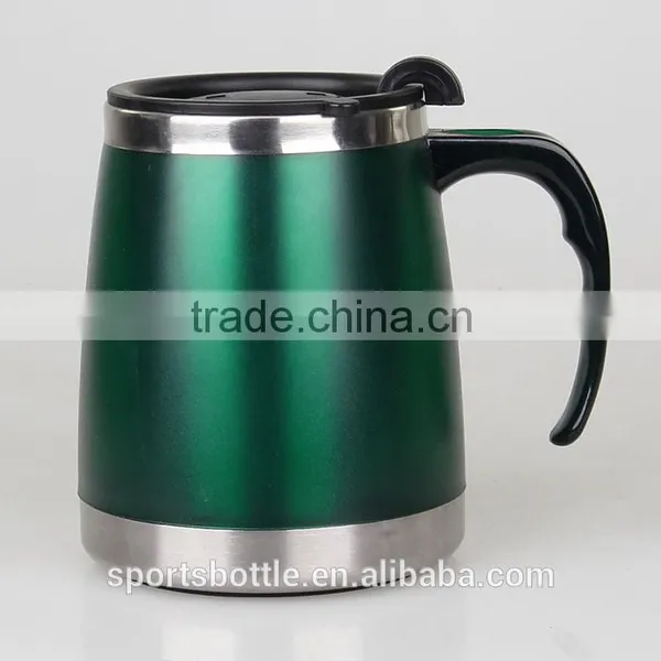 Classic Design Double Wall Steal Inner Wide Bottom Plastic Outer Travel Mug photo-4