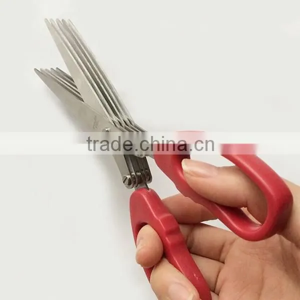 2015 New Stainless Steel 5 Blade Kitchen Herb Scissors Office Paper Cutting Shredding Scissors photo-4