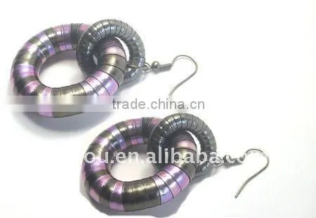 Purple Circle Bendy Fish Earring