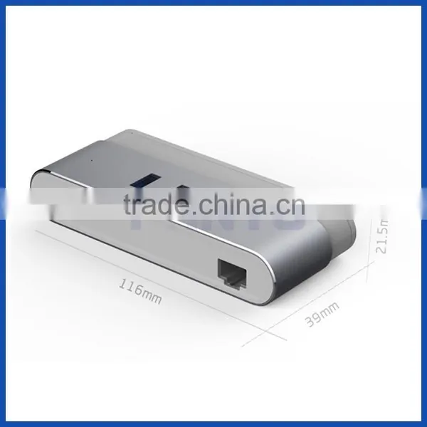 USB 3.0 to 3 Ports USB 3.0 Hub With RJ45 10/100/1000Mbps Gigabit Lan Adapter photo-3