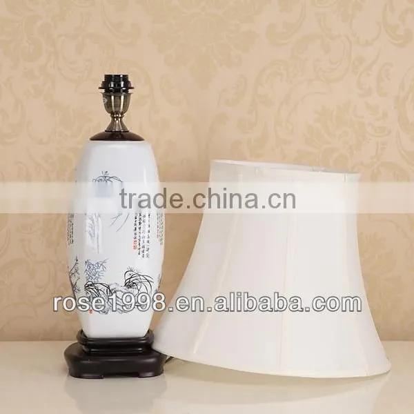 Linen Shade of White Ceramic Table Lamp photo-6