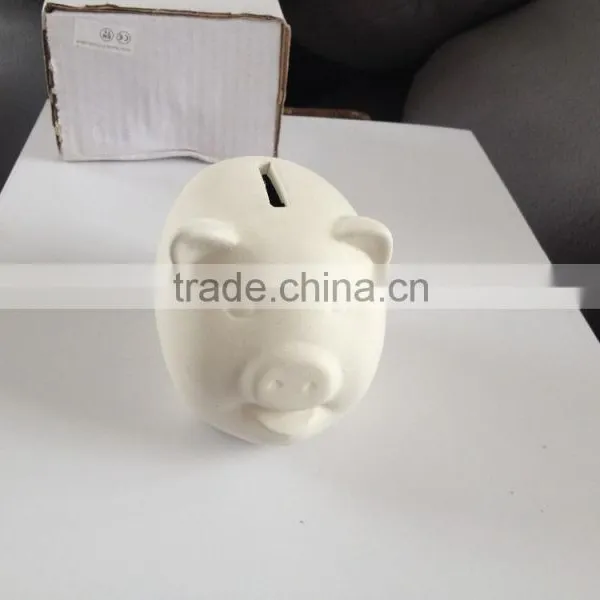 DIY Stock White Ceramic Blank Color Money Piggy Coin Bank
